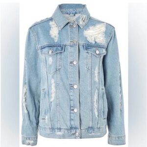 TOPSHOP Distressed Light Blue Denim Jacket